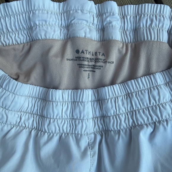 Athleta Racer Run Shorts Women’s Small – White with Gray Trim - Picture 4 of 4
